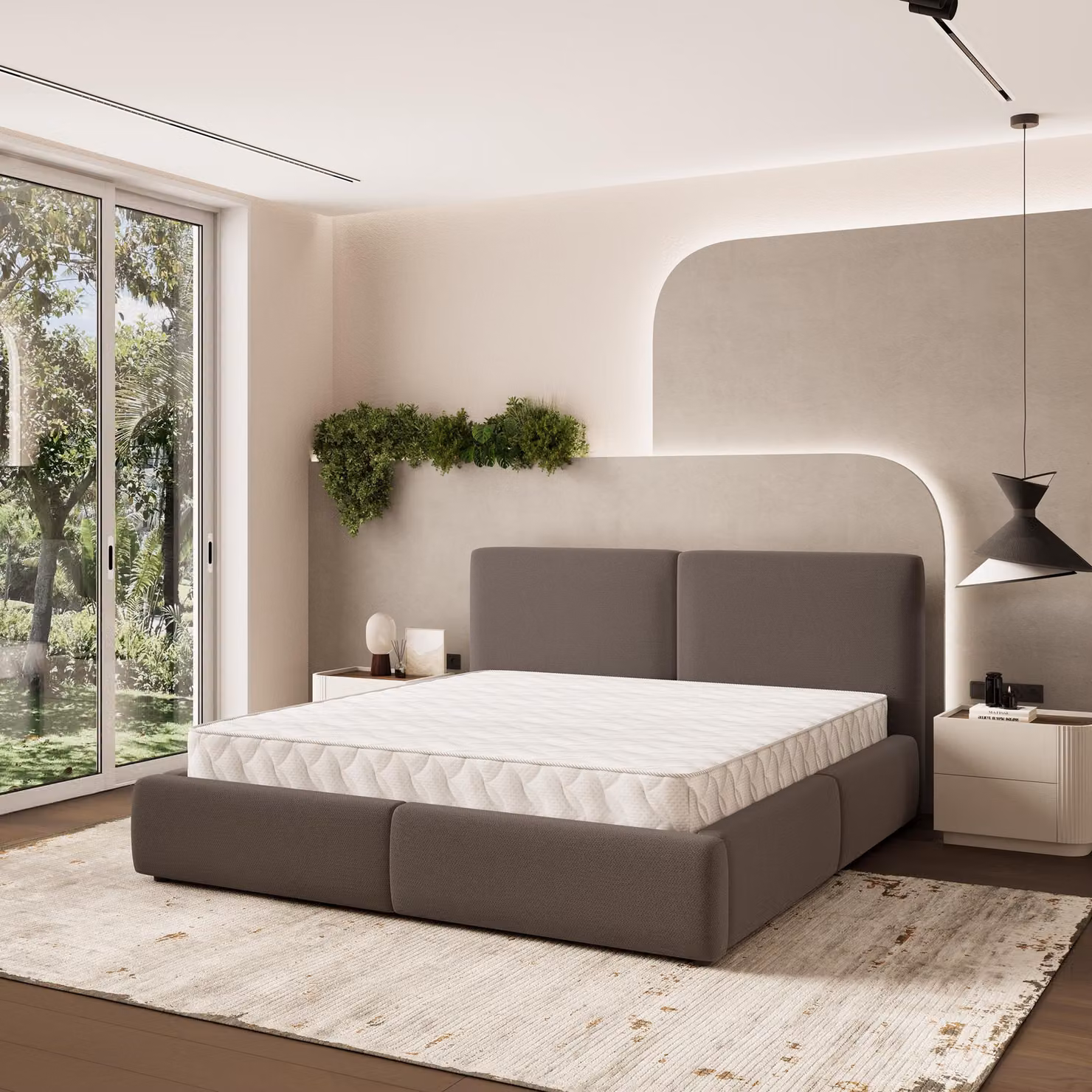 Letto imbottito Masseno FELURO 180x200 cm, letto imbottito con cassetti - Marrone, SORO 28
