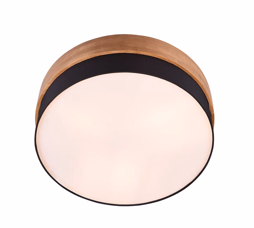 Plafoniera Seasons di Trio Leuchten in legno naturale e nero, D 50 cm – 2