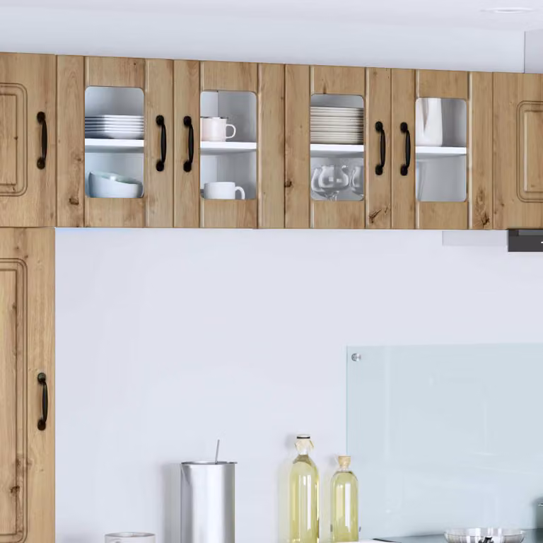 Mobile da parete LUCCA vidaXL in legno e vetro, Rovere, L: 60 cm, H: 40 cm, P: 31 cm