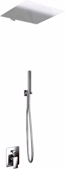 Kit Doccia 2 Vie Giorgy in Acciaio Inox Cromato con Soffione Rain Slim e Doccino, L 40 cm – 1
