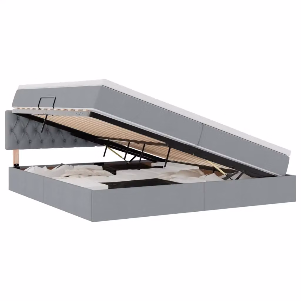 Letto con contenitore e illuminazione LED vidaXL in tessuto Grigio, L/P: 200 x 200 cm – 2
