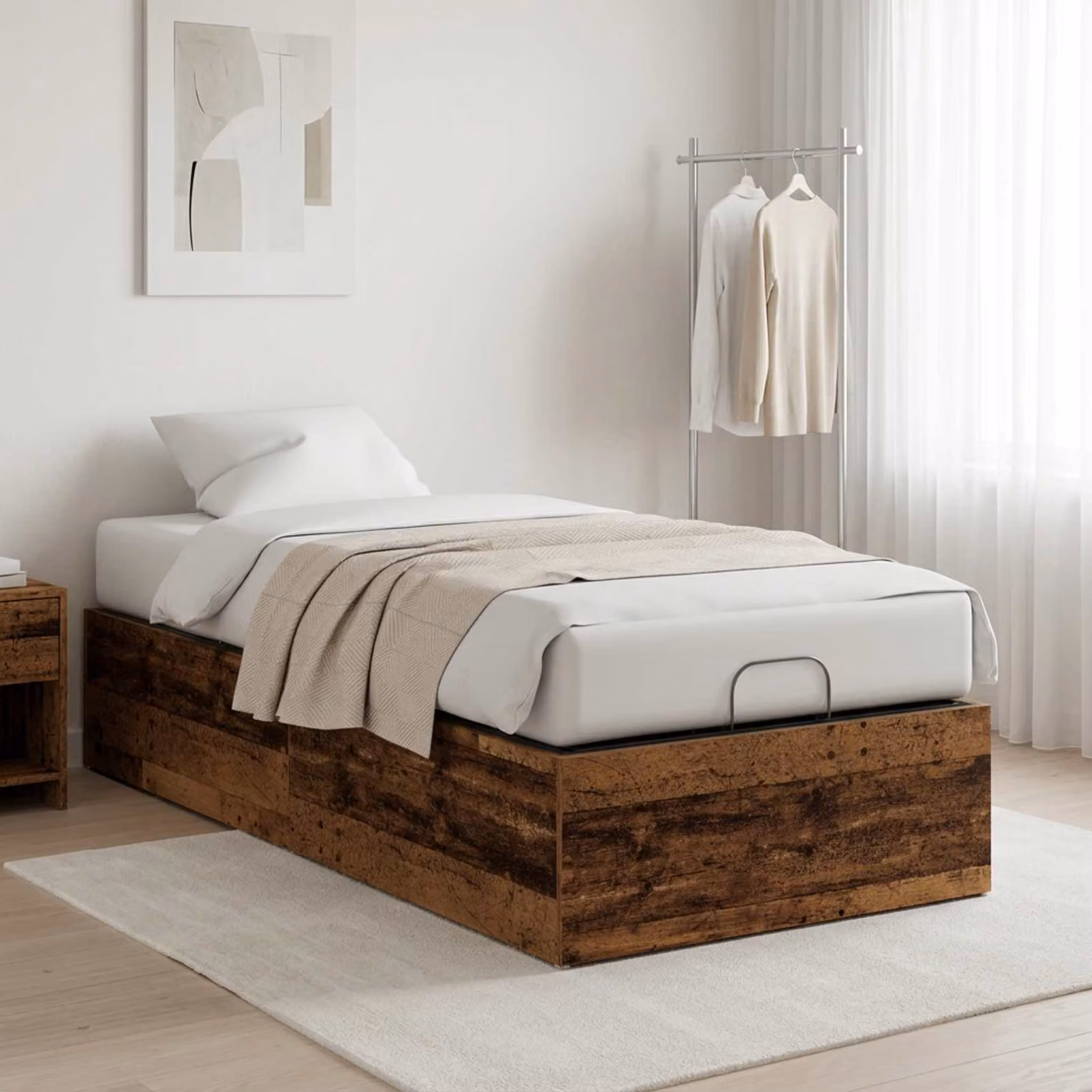 vidaXL Giroletto per rete letto regolabile in legno color marrone L: 100 cm, P: 190 cm