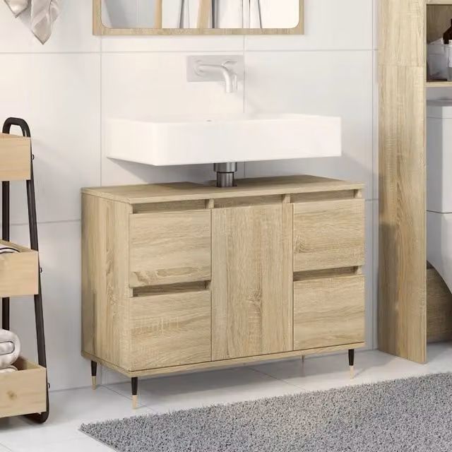 Armoire salle de bain chêne sonoma 80x33x60cm bois d'ingénierie