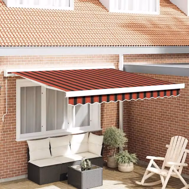 Tenda retrattile Rosso e Nero 350 x 250 cm Tela e Alluminio 3330237