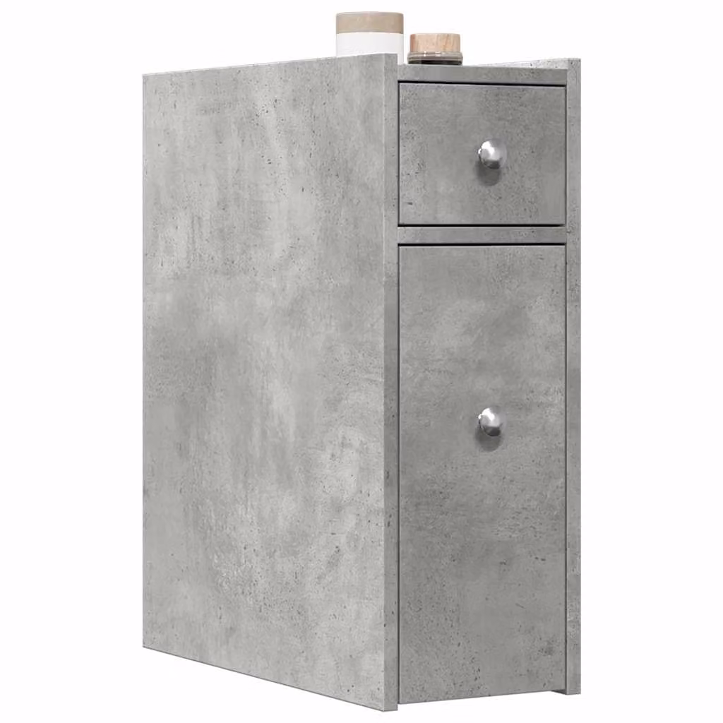 vidaXL Armadietto da Bagno con Ruote e Cassetti Grigio e Nero in MDF e Legno L: 50 cm, P: 20 cm, H: 60 cm