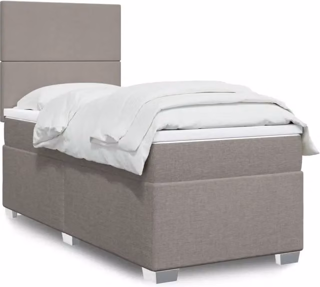 Letto con Giroletto a Molle e Materasso vidaXL in Tessuto, Colore Tortora e Grigio