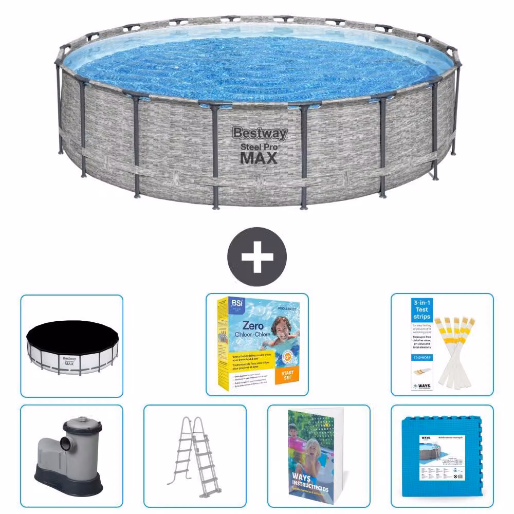 Piscina gonfiabile Bestway Steel Pro MAX, rotonda, 549x122 cm, composta da 6 parti, modello S566
