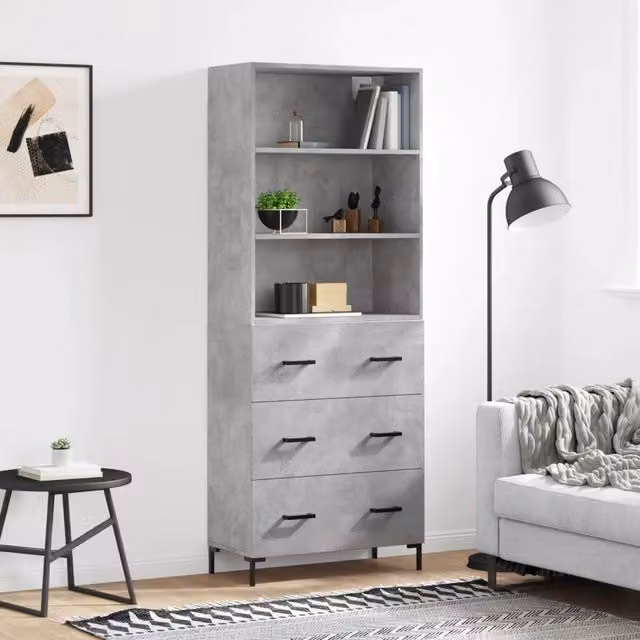 Credenza Buffet Armadio da Cucina Design Mania Grigio, L/P/H: 69,5 x 34 x 180 cm