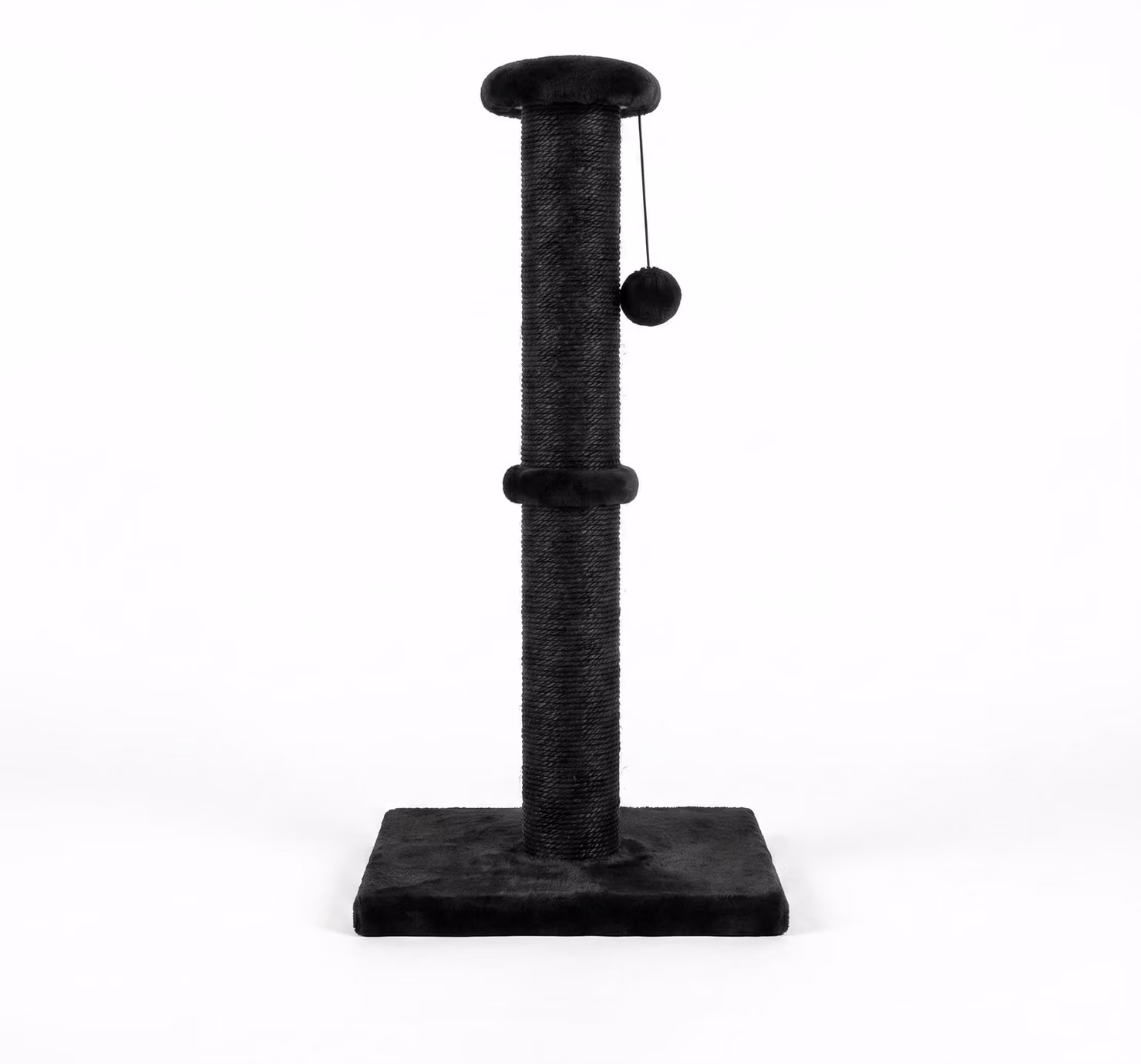 IvoQ Tiragraffi per Gatti - 90 cm - Nero - Robusto tiragraffi con pallina gioco e sisal - 90x40x40 cm