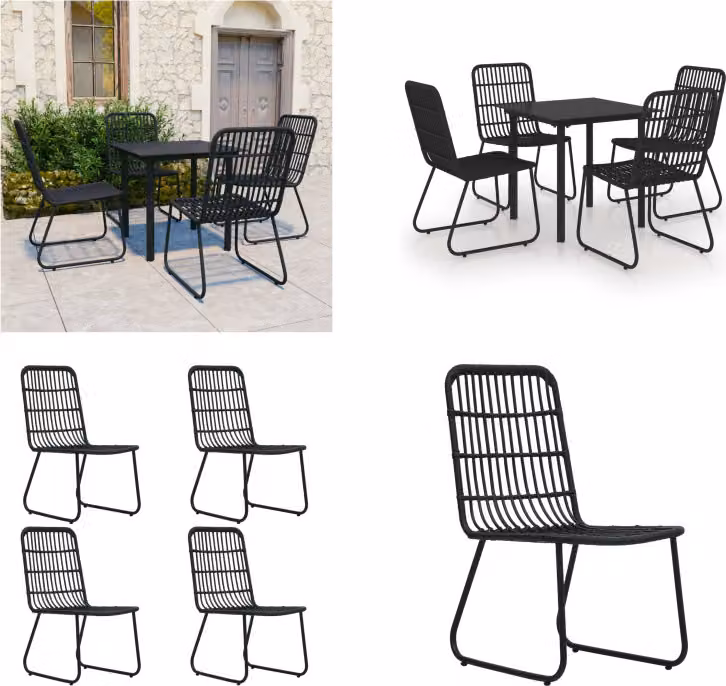 vidaXL set da pranzo da giardino 5 pezzi in rattan e vetro - Set da pranzo da giardino - Set da pranzo da giardino - Set da pranzo - Set da pranzo