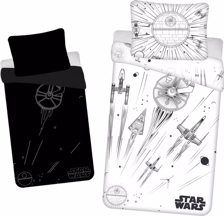 Biancheria da letto Star Wars in cotone effetto glow, 140x200 cm e 70x90 cm