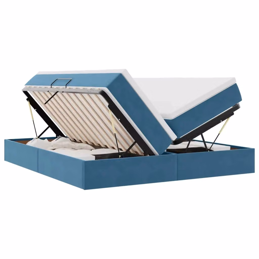 Letto con contenitore e materasso vidaXL in velluto blu con base a sollevamento L: 180 cm, P: 200 cm, H: 204 cm – 2