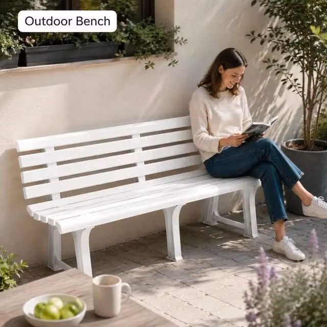 Garden Bench 145.5 Cm Plastic White