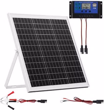 Caricabatterie per Pannello Solare VEVOR da 20 W e 12 V, Celle Monocristalline con Controllo MPPT e Staffa di Montaggio Regolabile, Impermeabile IP67, Colore Nero