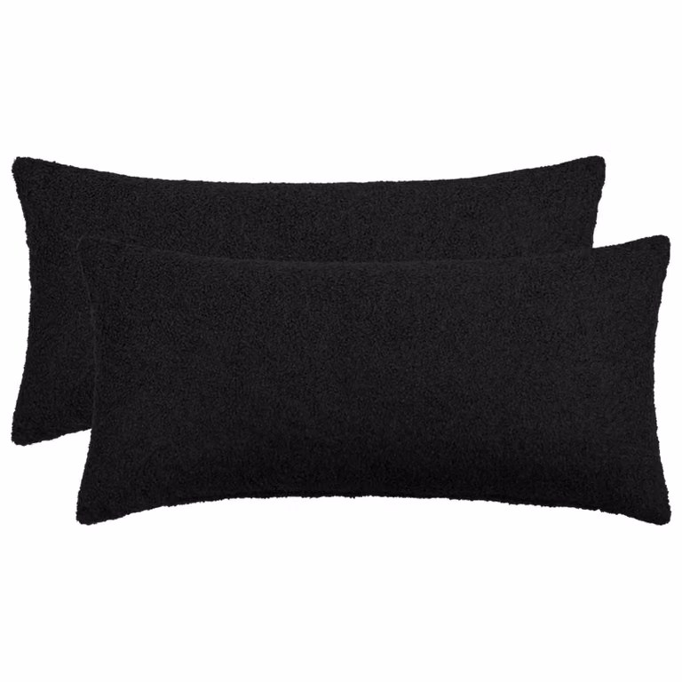 Set di 2 federe vidaXL HEERLEN in tessuto bouclé nero, L 40 cm x P 80 cm