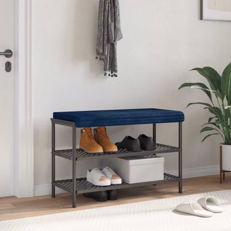 vidaXL Cuscino per panchina in corduroy blu navy con base antiscivolo e imbottitura in schiuma Profondità: 35 cm
