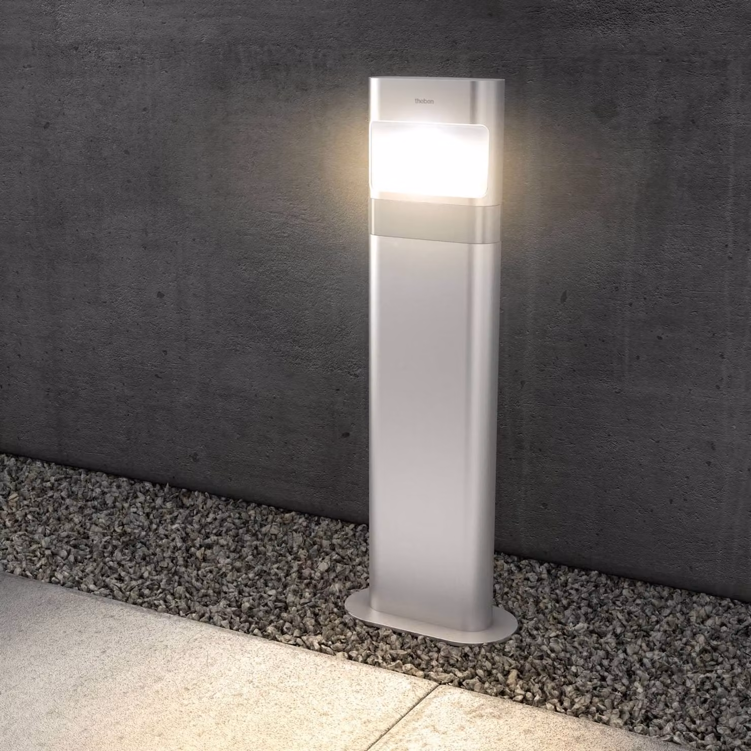 Theben Lampioncino da giardino theLeda D BL plus AL, Alluminio / Grigio / Zincato, Alluminio, Moderno, Lampada LED da esterni