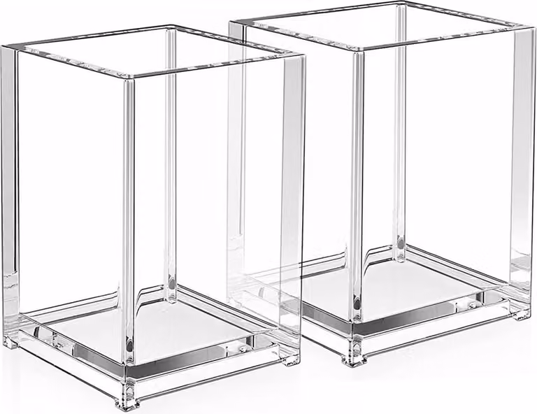 Set di scatole portaoggetti in acrilico, composto da 2 pezzi, dimensioni 10 x 6,5 x 6,5 cm, ideali per l'ufficio e la casa