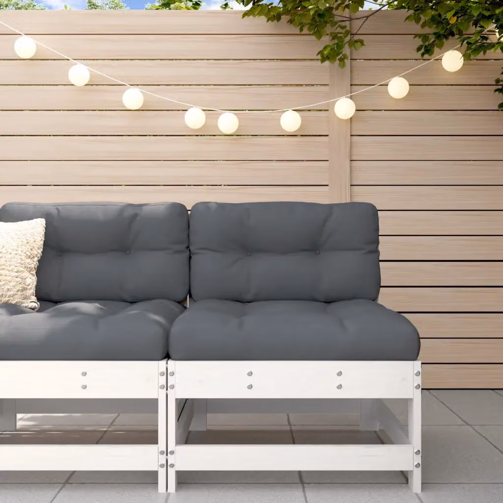 vidaXL Divano da giardino in legno massello di pino bianco stile rustico L: 120 cm, P: 62 cm, H: 70,5 cm