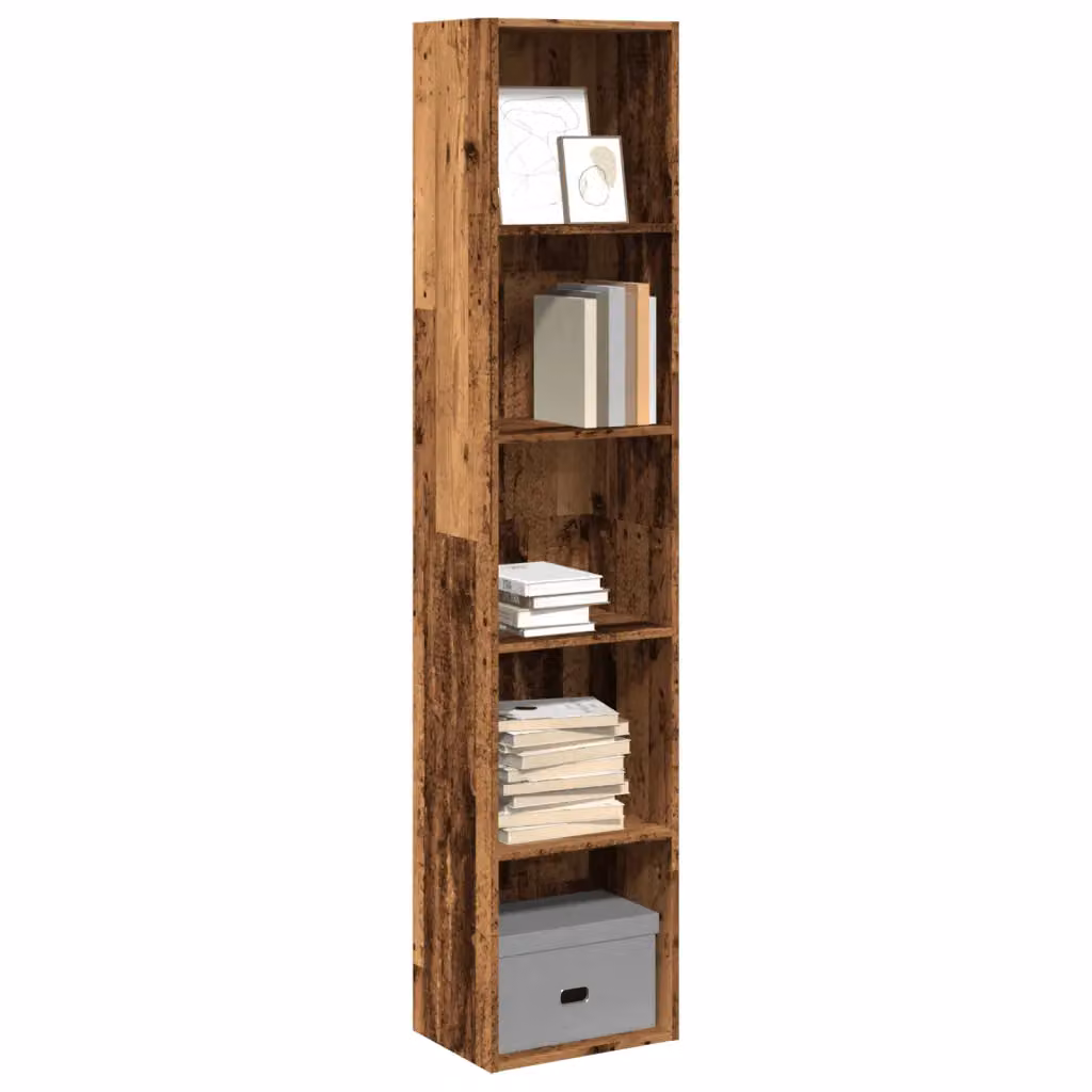 Libreria vidaXL in Legno Antico Marrone con Pannello Posteriore L: 40 cm, P: 30 cm, H: 189 cm
