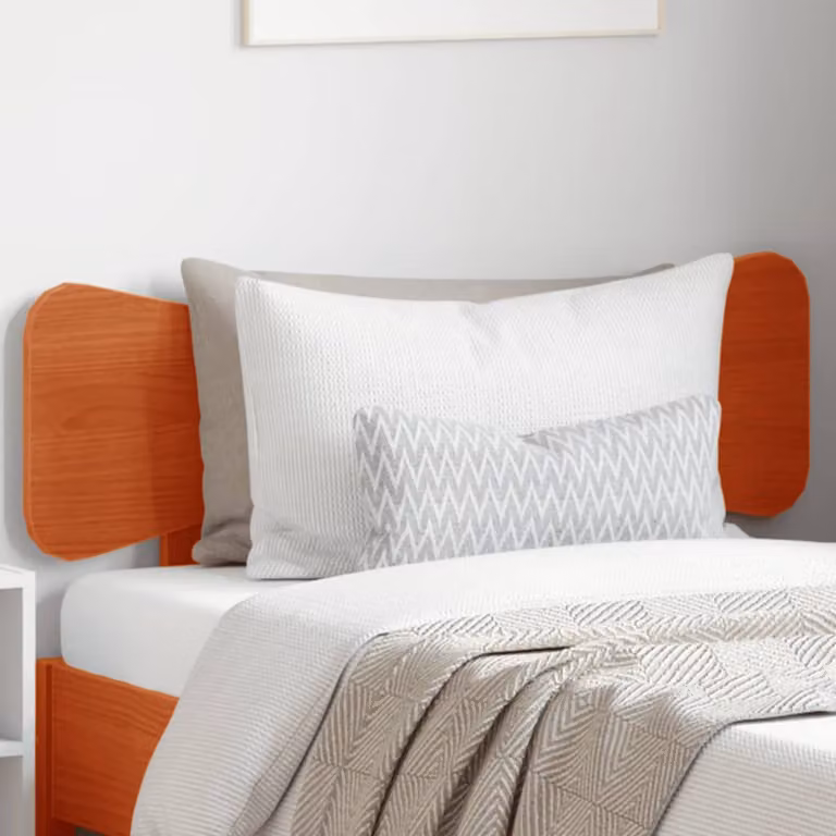 Testiera per letto vidaXL in legno massello di pino color marrone cera con finitura rustica, L: 80,5 cm, H: 76,7 cm, P: 3,5 cm