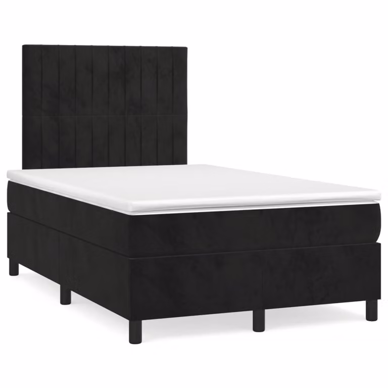Letto Ibrido vidaXL in Velluto con Materasso, Illuminazione LED e Porte USB, L/P: 120 x 200 cm, Nero