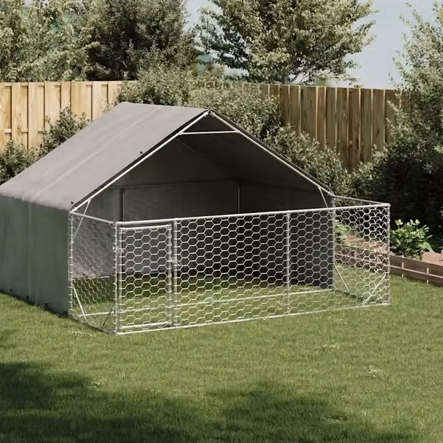Cuccia per cani da esterno con recinto vidaXL in metallo grigio L/P/H: 300 x 300 x 190 cm – 1