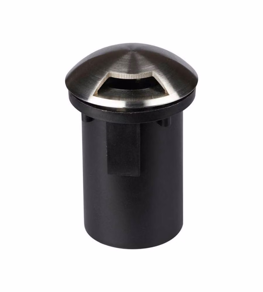 Portalampada da interramento calpestabile rotondo V-TAC in metallo nero e argento con protezione IP65 per giardino