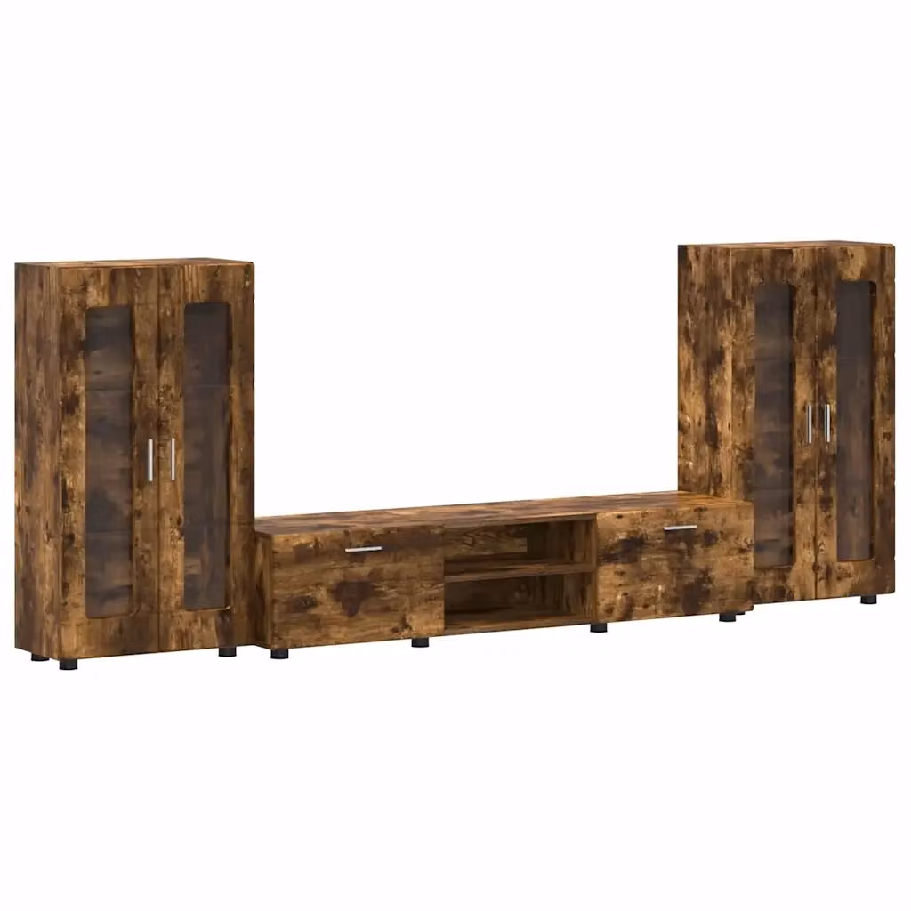 Set mobile TV moderno vidaXL FLORIN in 3 pezzi, Rovere fumé, L/P/H: 150 x 39 x 30 cm – 2