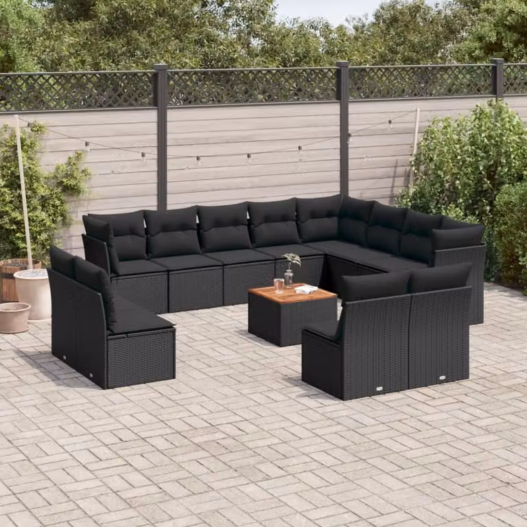 Maison Exclusive - Set Divani da Giardino 13pz con Cuscini Nero in Polyrattan