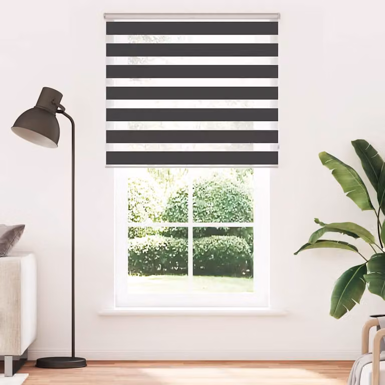 vidaXL Tenda a Rullo Zebra Nero Larghezza Tessuto 120,9 cm Poliestere