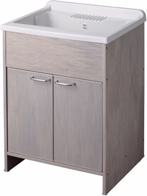Mobile Lavatoio Forlani Washouse in PVC con 2 Ante, Colore Rovere, L: 60 cm, P: 50 cm, H: 85 cm
