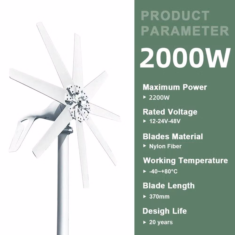 Turbina eolica - Turbina eolica - Generatore eolico - Energia eolica - 2000W - 24V - con controllo ibrido
