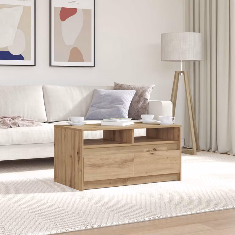 vidaXL Tavolino da salotto moderno in legno color rovere, rettangolare, L 90 cm x P 50 cm x H 45 cm