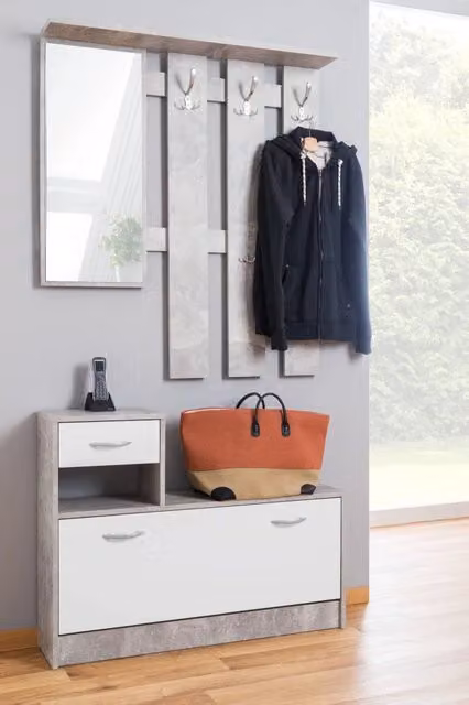 Mobile da ingresso Irone DMORA colore grigio opaco L: 100 cm, P: 25 cm, H: 180 cm – 1