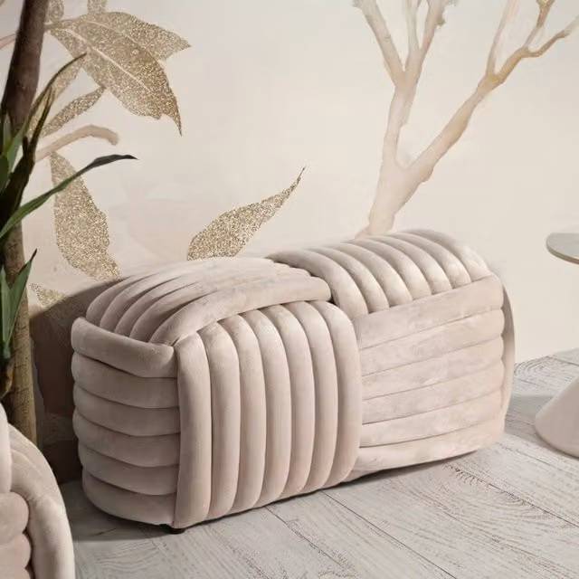 Panca Calcea DMORA, Cassapanca multifunzione in velluto rosa, L 90 x P 45 x H 45 cm