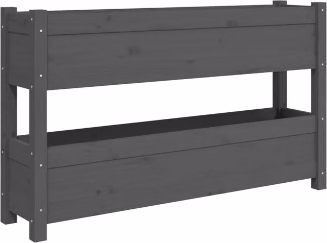 Fioriera rialzata per piante e fiori terrazza giardino 112 x 25 x 66 cm legno massello di pino grigio 02_0037400