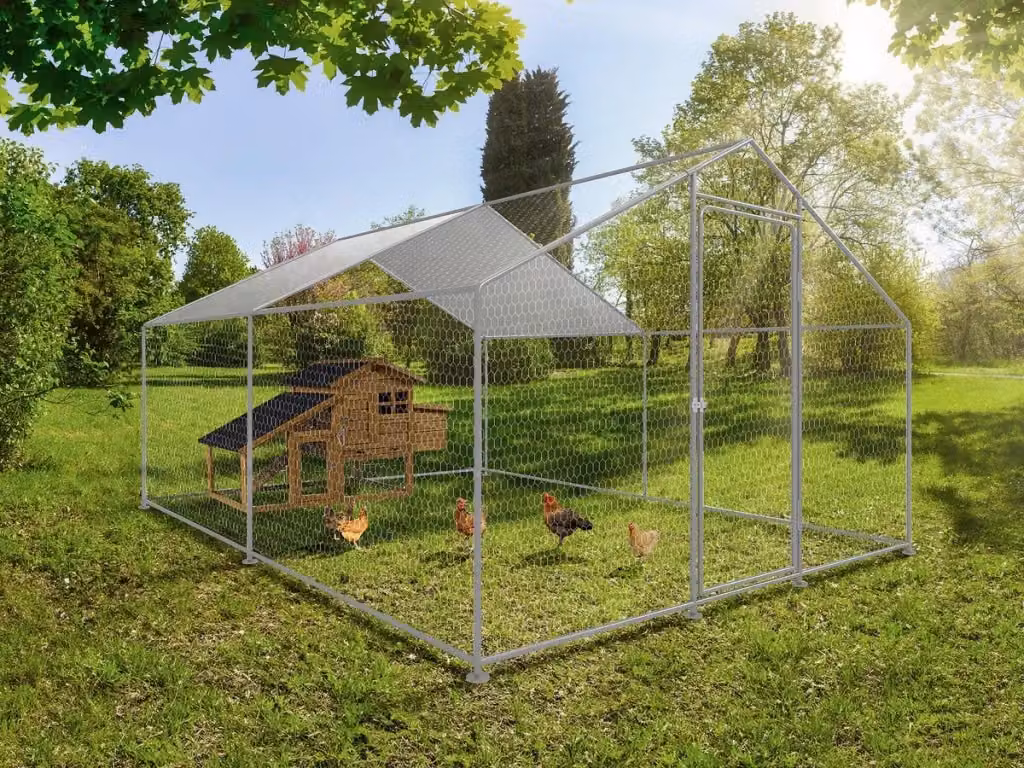 Recinto per galline Habitat et Jardin in acciaio zincato argento, 9 m², L: 3 m, P: 3 m, H: 2 m – 2