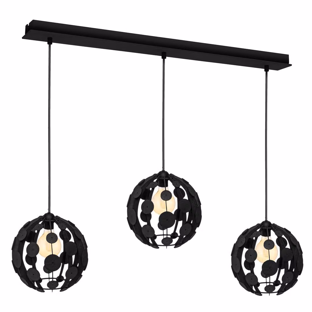 Gaia lampada a sospensione nero/legno 3Xe27 60W