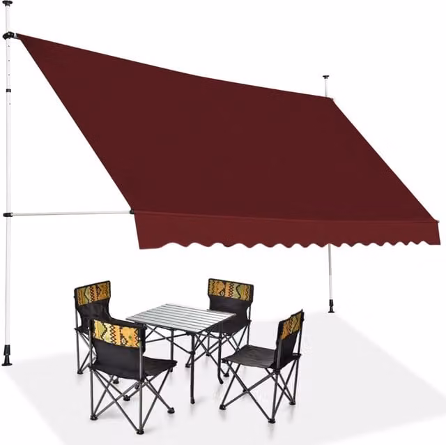 Tenda da sole retrattile Design Mania con manovra, impermeabile e resistente ai raggi UV, colore rosso, L: 350 cm, P: 125 cm