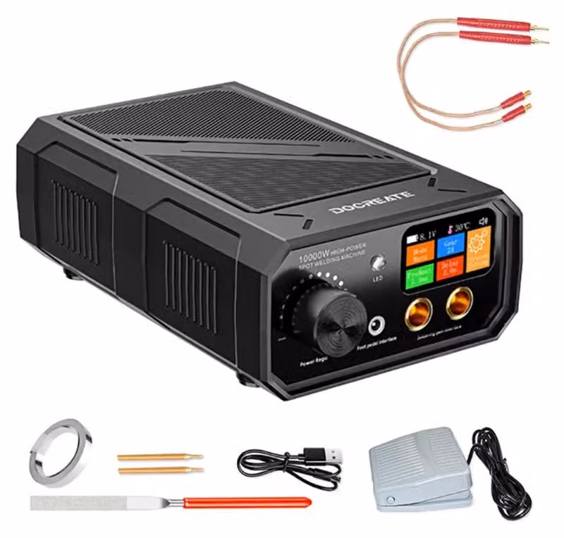 Saldatrice a punti portatile - Saldatrice a punti manuale - Doppio impulso - 1200 A - 10000 W - Regolabile - Adatta per batterie 18650 - Spina europea