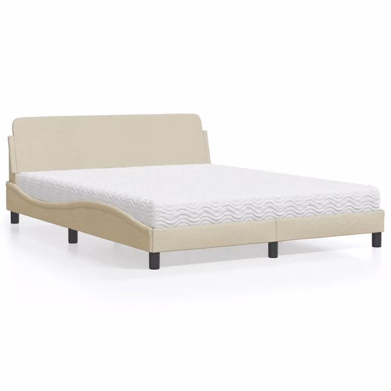 Letto con Materasso Dover vidaXL in Tessuto Crema 160x200 cm