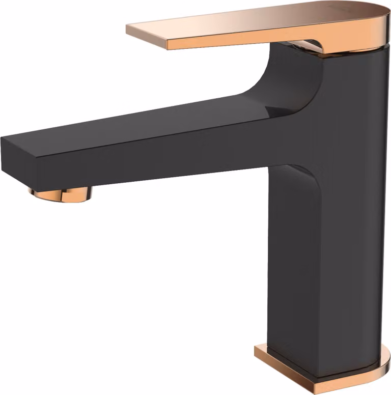 Miscelatore per lavabo, miscelatore per lavabo, oro rosa/nero opaco, MIDNIGHT