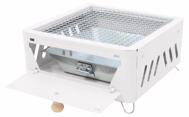 Griglia portatile a carbone - Griglia da tavolo per campeggio - Adatta per 3-5 persone - 30x30x15 cm - Facile da pulire - Ideale per giardino e picnic - Colore: bianco