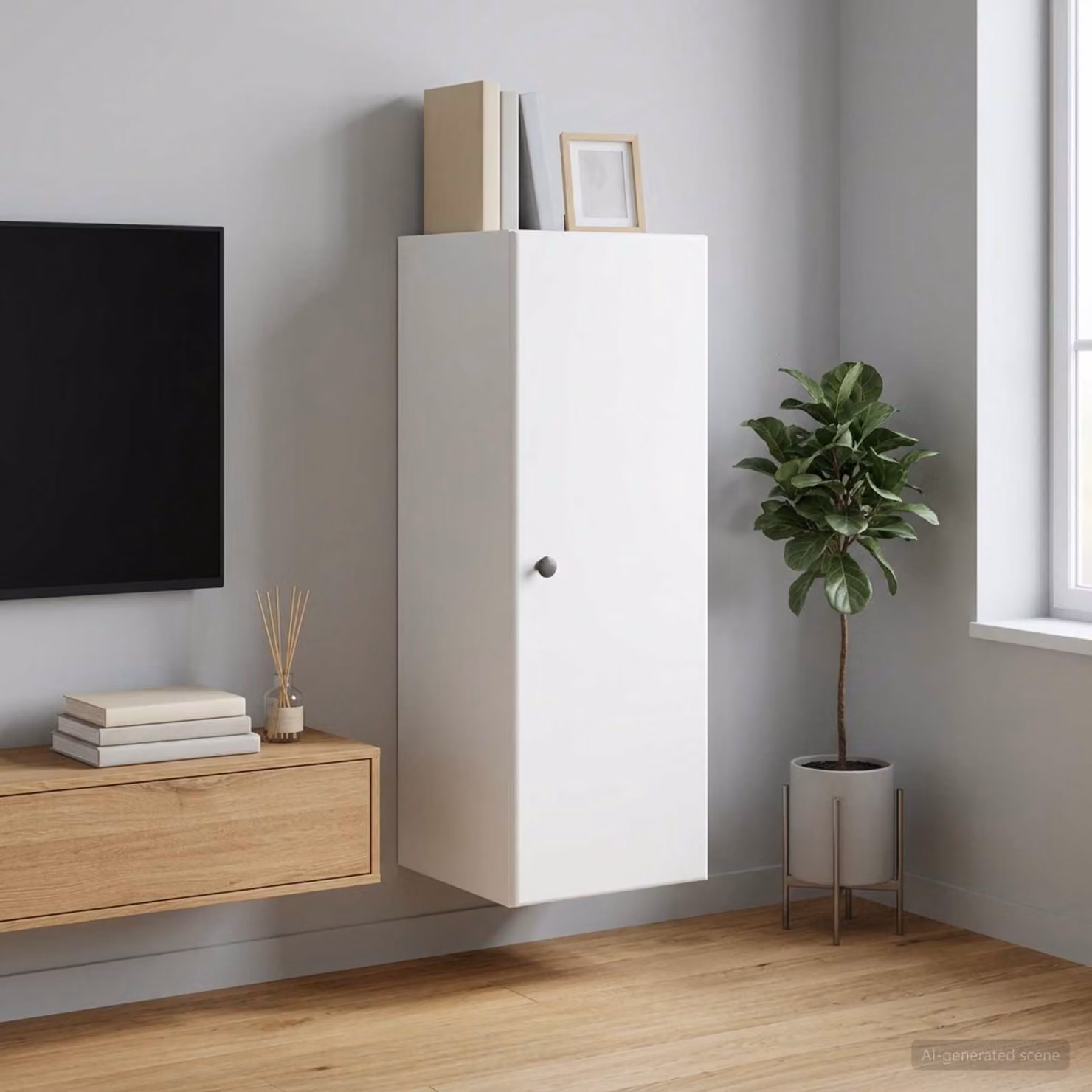 Mobiletto a muro vidaXL Bianco in legno MDF con ante a battente e ripiani interni, L: 33 cm, P: 34,5 cm, H: 90 cm