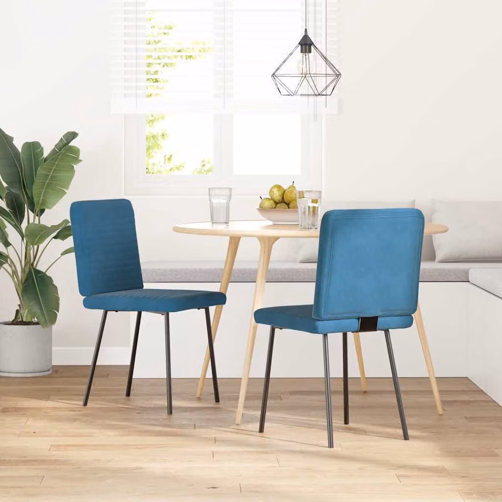 Sedie da Pranzo 2 pz Blu in Velluto