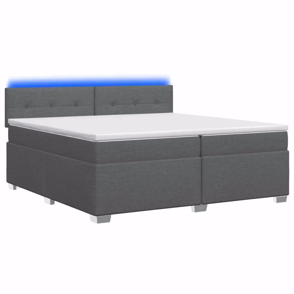Letto con Box Spring, Materasso Ibrido e Illuminazione LED vidaXL, Grigio, 200 x 200 cm – 2