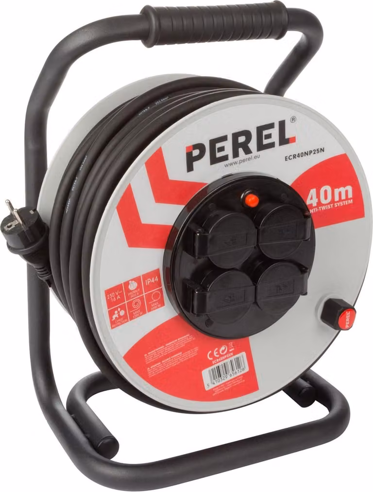 Avvolgicavo Professionale in Neoprene - 40 M - 3G2.5 - 4 Prese - Presa Francese