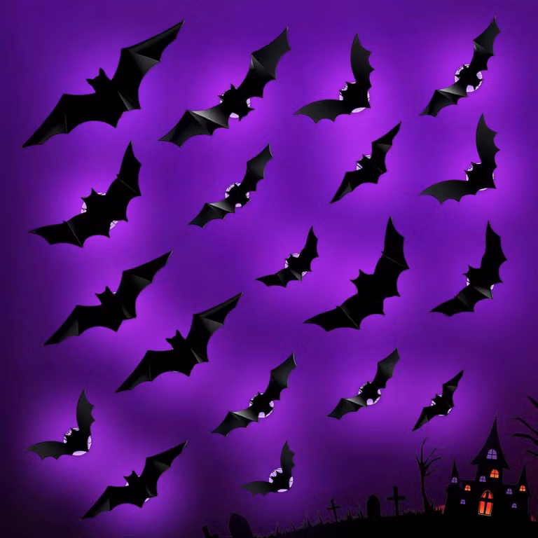 Decorazioni per Halloween: 24 pipistrelli LED viola, adesivi murali 3D per decorazioni di Halloween, set per decorazioni interne ed esterne, adatti per finestre e porte
