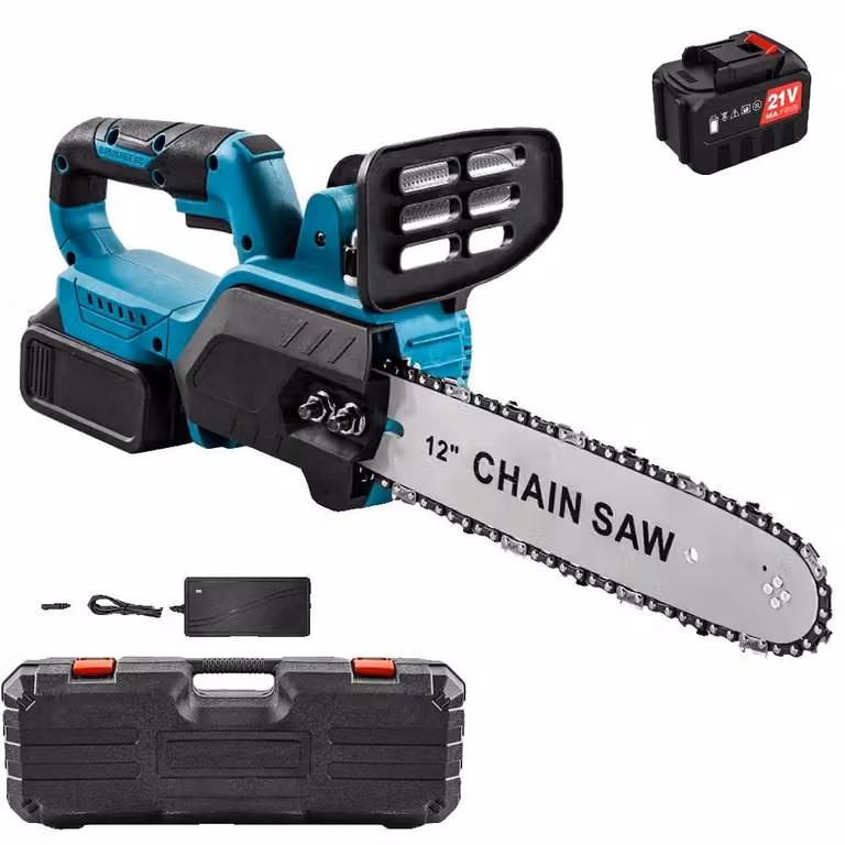 Troncatrice a catena elettrica, motore brushless, utensile senza fili, 1 batteria, 1 spina di tipo EU
